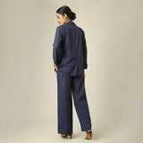 Bruna Linen Blazer - Navy Blue