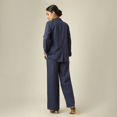 Bruna Linen Blazer - Navy Blue