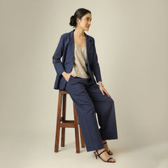 Bruna Linen Blazer - Navy Blue