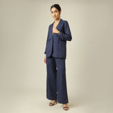 Bruna Linen 2 Piece Set Of Blazer & Pants - Navy