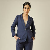 Bruna Linen Blazer - Navy Blue