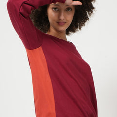 Color Block Transition Sweatshirt - Maroon