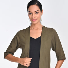 Long Overlay - Olive Green With Contrast Edging