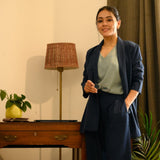 Donna 3 - Piece Blazer Suit - Tone On Tone Blue