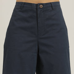 Aruku Wide-Leg Cropped Chinos - Navy Blue