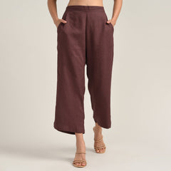 Sofia Set Of 2 - Pleated Tunic & Long-Leg Pants - Ecru & Coffee Brown