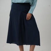 Bridget Box Pleated Midi Skirt - Navy Blue