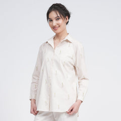 Jessica Shirt - Ecru block print