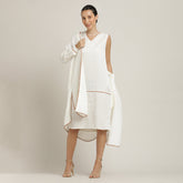 Jackie Dress & Jacket Set - Ecru With Rust Orange Edging