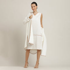 Jackie Dress & Jacket Set - Ecru With Rust Orange Edging