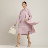 Jackie Dress & Jacket Set - Pastel Pink With Ecru Edging