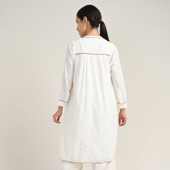 Florence Set Of 2 - Long Shirt Tunic & Barrel Leg Pants - Ecru With Autumn Rust Edging