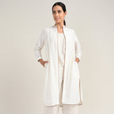 Florence Set Of 3 - Overlay, Slip Top & Barrel Leg Pants - Ecru With Autumn Rust Edging