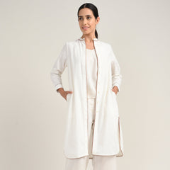 Florence Set Of 3 - Overlay, Slip Top & Barrel Leg Pants - Ecru With Autumn Rust Edging