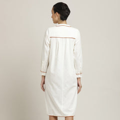 Jackie Dress & Jacket Set - Ecru With Rust Orange Edging