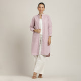 Florence Set Of 3 - Overlay, Slip Top & Barrel Leg Pants - Pastel Pink With Ecru Edging