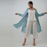 Florence Set Of 3 - Long Shirt, Inner & Pants - Powder Blue & Ecru
