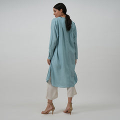 Florence Set Of 3 - Long Shirt, Inner & Pants - Powder Blue & Ecru