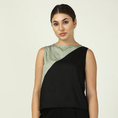 Color Block Top - Sage & Black