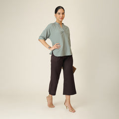 Cliff & Coast Set Of 2 - Kimono Sleeves Top & Pants - Agave Green & Coffee Brown