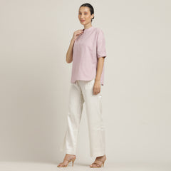 Cliff & Coast Set Of 2 - Kimono Sleeves Top & Pants - Pastel Pink & Ecru