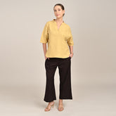 Cliff & Coast Set Of 2 - Kimono Sleeves Top & Pants - Butter Yellow & Coffee Brown
