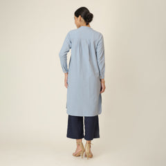 Pleated Tunic - Dusty Blue