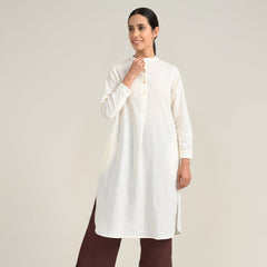 Sofia Set Of 2 - Pleated Tunic & Long-Leg Pants - Ecru & Coffee Brown