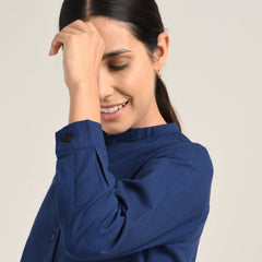 Pleated Tunic - Navy Blue