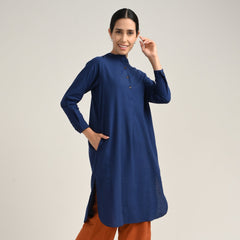 Pleated Tunic - Navy Blue
