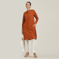 Sofia Set Of 2 - Pleated Tunic & Long-Leg Pants - Autumn Rust & Ecru