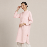 Sofia Set Of 2 - Pleated Tunic & Long-Leg Pants - Pastel Pink & Ecru
