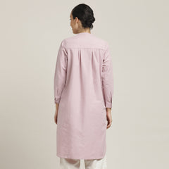 Sofia Set Of 2 - Pleated Tunic & Long-Leg Pants - Pastel Pink & Ecru