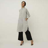 Pleated Tunic > White Stripe