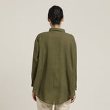 Oversized Shirt & Chinos - Olive Green & Beige