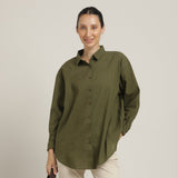 Oversized Shirt & Chinos - Olive Green & Beige