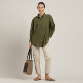 Oversized Shirt & Chinos - Olive Green & Beige