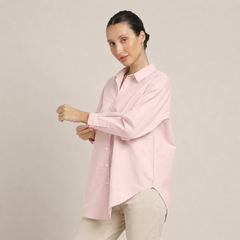 Oversized Shirt & Chinos - Pastel Pink & Beige
