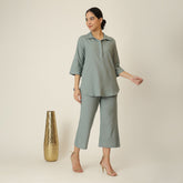 Skipper Collar Tunic Set of 2 - Tunic & Pants - Agave Green