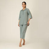 Skipper Collar Tunic Set of 2 - Tunic & Pants - Agave Green