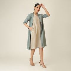Dakota Set Of 2 - Long Shirt Jacket & Dress - Agave Green & Greige
