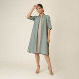 Dakota Set Of 2 - Long Shirt Jacket & Dress - Agave Green & Greige