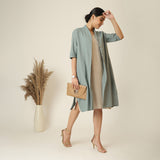 Dakota Set Of 2 - Long Shirt Jacket & Dress - Agave Green & Greige