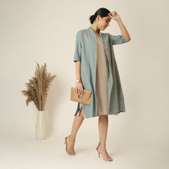 Dakota Set Of 2 - Long Shirt Jacket & Dress - Agave Green & Greige