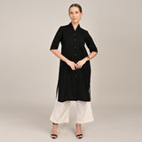 Dakota Set of 3 - Long Shirt, Inner & Pants - Black & Ecru