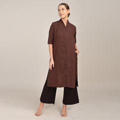 Dakota Set of 3 - Long Shirt, Inner & Pants - Coffee & Mustard