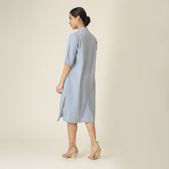 Dakota Set Of 2 - Long Shirt Jacket & Dress - Dusty Blue & Ecru
