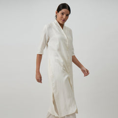 Dakota Long Shirt Jacket - Soft Textured White