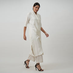 Dakota Co-ord Set - Long Shirt & Pants - Textured White