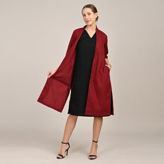 Dakota Set Of 2 - Long Shirt Jacket & Dress - Maroon & Black